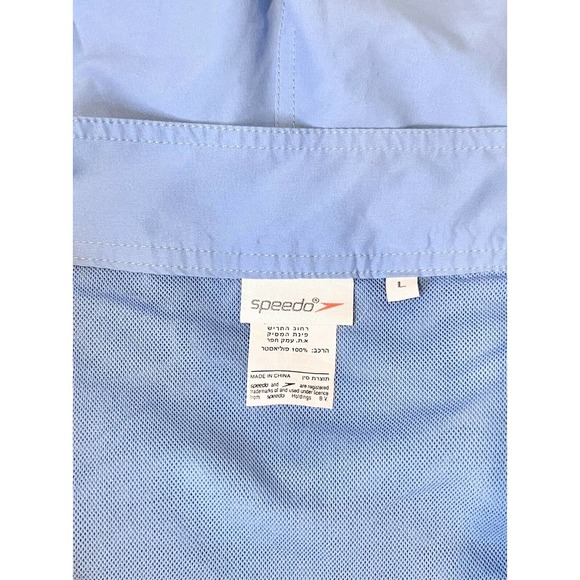 Mens Speedo Swim Trunks Large Blue with Mesh, Snap Closure - Picture 3 of 5